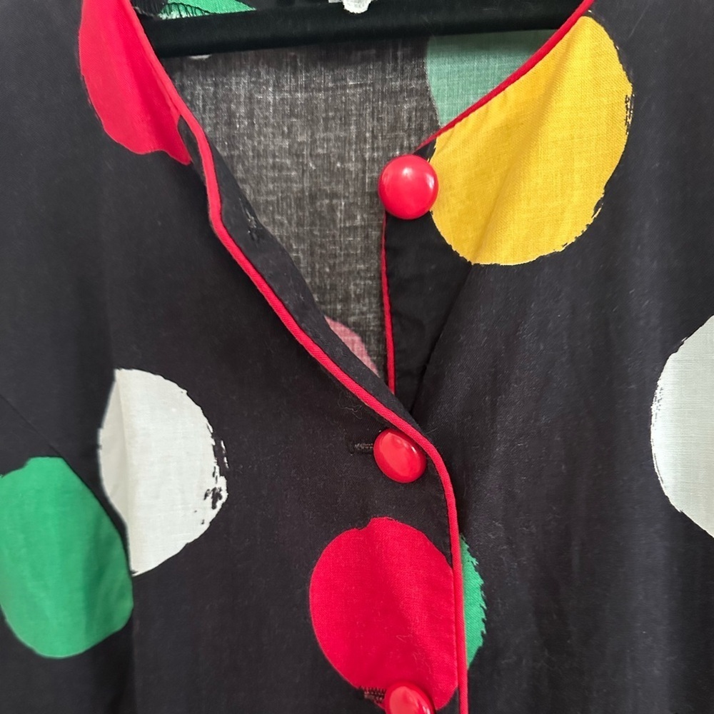 Vintage 90s Romper One-Piece Skort Black Polka Dot Size L/XL Bright Loud - Picture 6 of 12